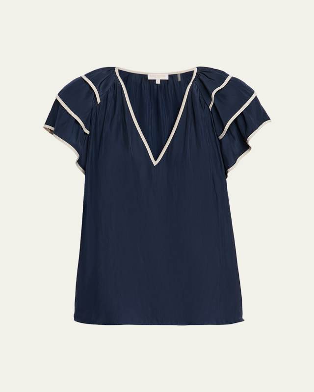 Jordan Tiered Ruffle-Sleeve Blouse
